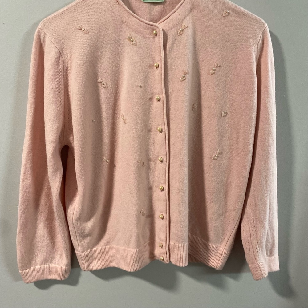 RARE Vintage A Bermuda 1950’s Pink Heart Cardigan